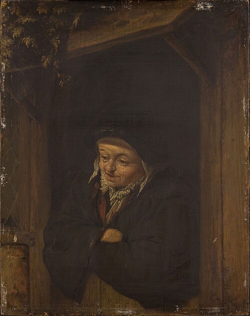 Woman Leaning out a Half-Door, 1660, Adriaen van Ostade