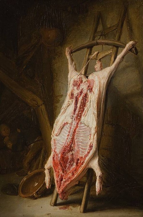 A Pig's Carcass, 1665, Adriaen van Ostade