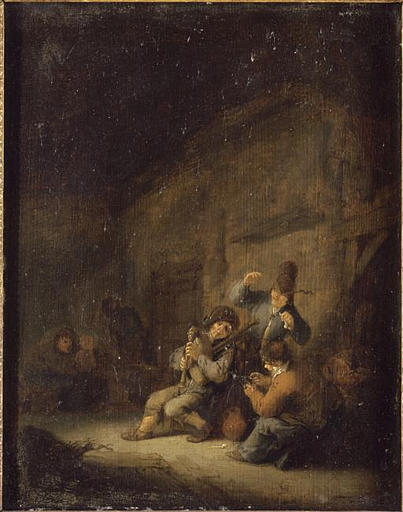 An Interior with a Bagpipe Player, 1650, Adriaen van Ostade