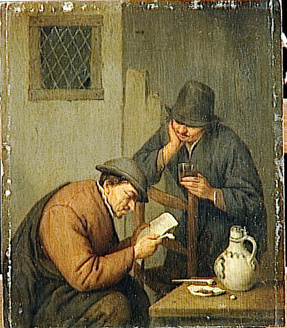 Reading the Newspaper, 1653, Adriaen van Ostade
