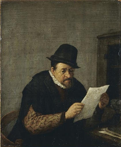 A Man Reading a Paper, 1665, Adriaen van Ostade