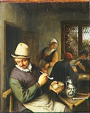 A Man Smoking in an Inn, 1645, Adriaen van Ostade