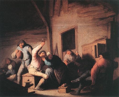 Boisterous Peasants in an Inn, 1635, Adriaen van Ostade
