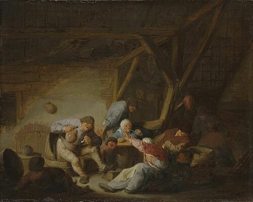 Merry peasant company in a an interior, 1635, Adriaen van Ostade