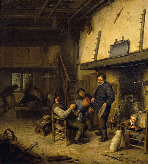Peasants Before a Fire in an Inn, 1668, Adriaen van Ostade
