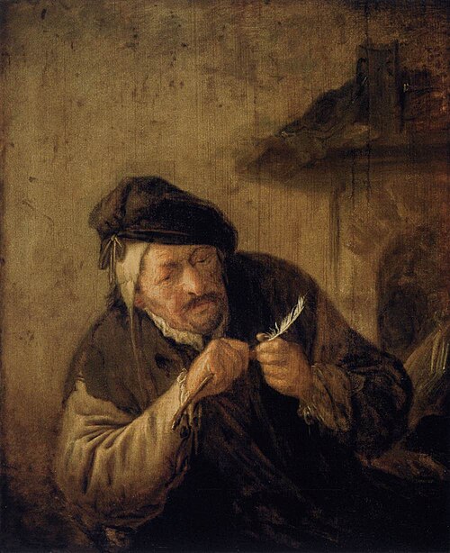 Old Man Mending his Pen, 1700, Adriaen van Ostade