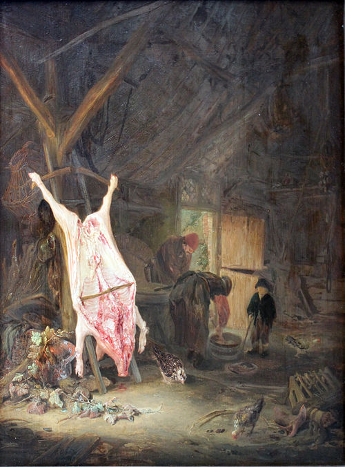 Slaughtered Pig in a Barn, 1643, Adriaen van Ostade
