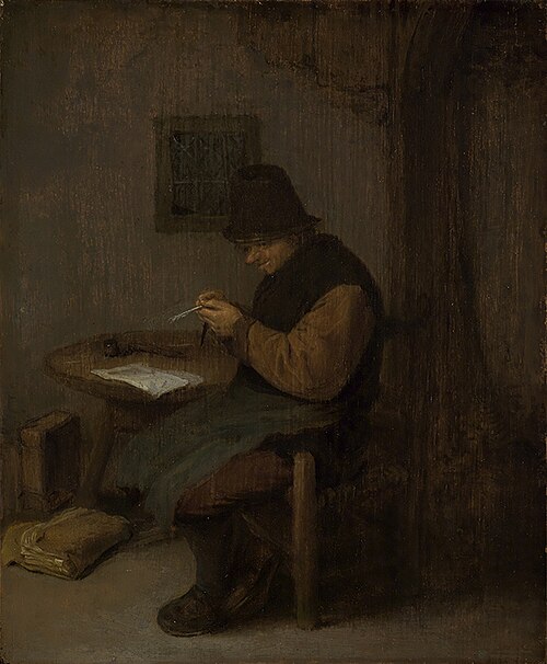 The Feather-cutter, 1645, Adriaen van Ostade