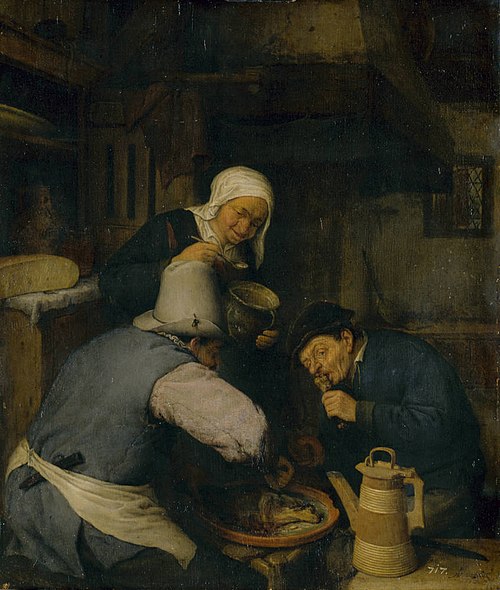 Two Peasants Feasting, 1664, Adriaen van Ostade