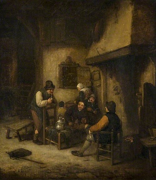 Interior with Peasants by a Fire, 1650, Adriaen van Ostade