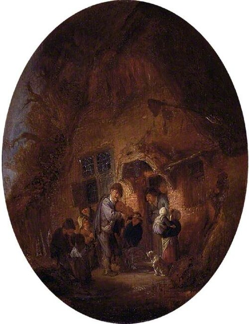 Fiddler at the door of a house, 1639, Adriaen van Ostade