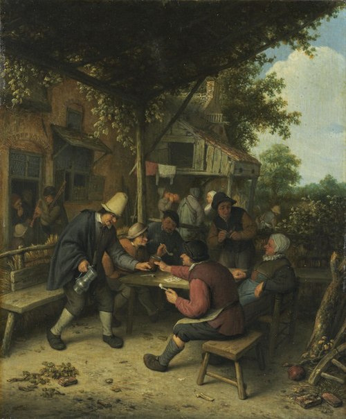 Peasants playing cards at an inn, 1676, Adriaen van Ostade