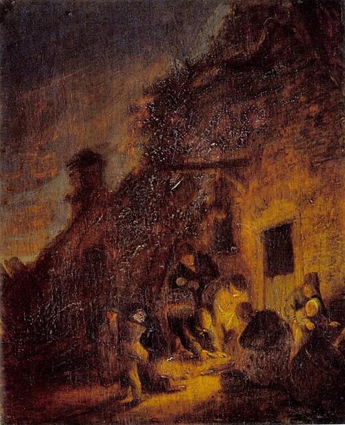 Slaughtering a Pig by Torchlight, 1637, Adriaen van Ostade