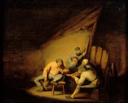 Drinking and smoking peasants, 1650, Adriaen van Ostade