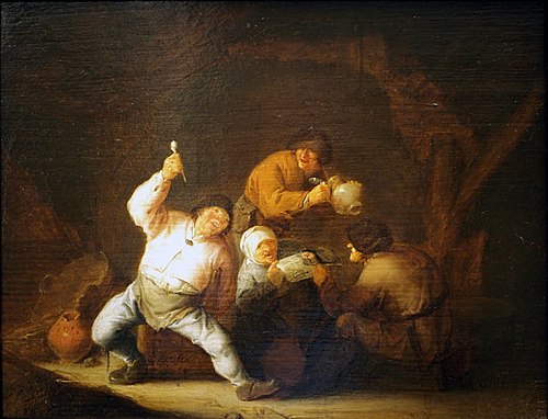Paysans rigolards dans une grange, 1635, Adriaen van Ostade