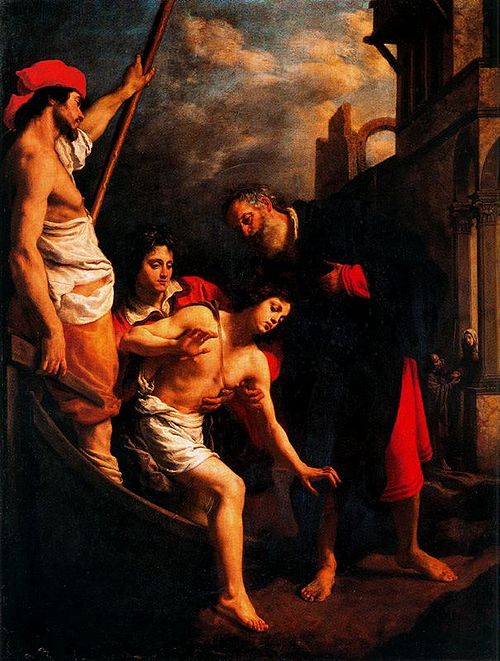 Saint Julien offre I'hospitalité aux pèlerins, 1610, Cristofano Allori