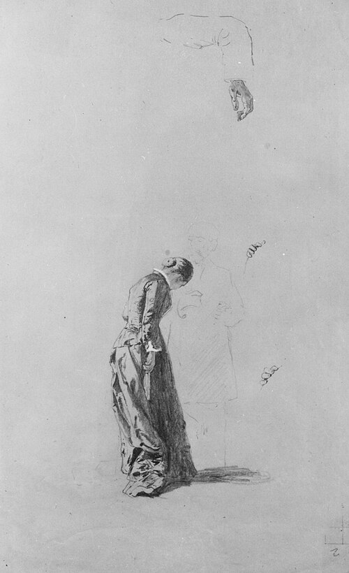 Standing Woman with Man in Outline, 1867, Thomas Hovenden