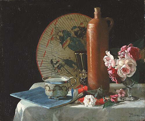 Still Life with Fan and Roses, 1874, Thomas Hovenden