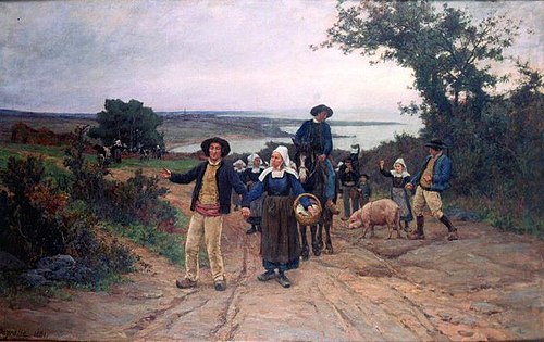 Retour de foire, chemin de Saint-Jean à Concarneau, 1881, Théophile Deyrolle