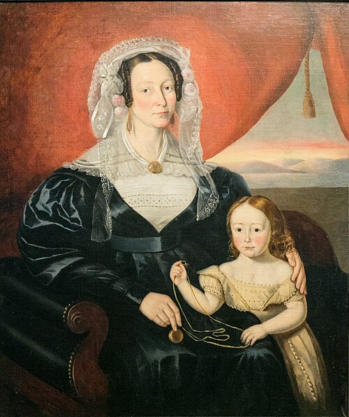 Madame Charles-Hilaire Têtu, née Elizabeth O'Brien, and Her Son Eugène, 1841, Théophile Hamel