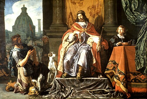 VERVALLEN David en Uria, David geeft de brief aan Uriah, Uriah's brief,, 1619, Pieter Lastman