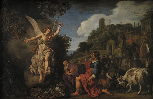 The Angel Raphael Takes Leave of Old Tobit and his Son Tobias, 1618, Pieter Lastman