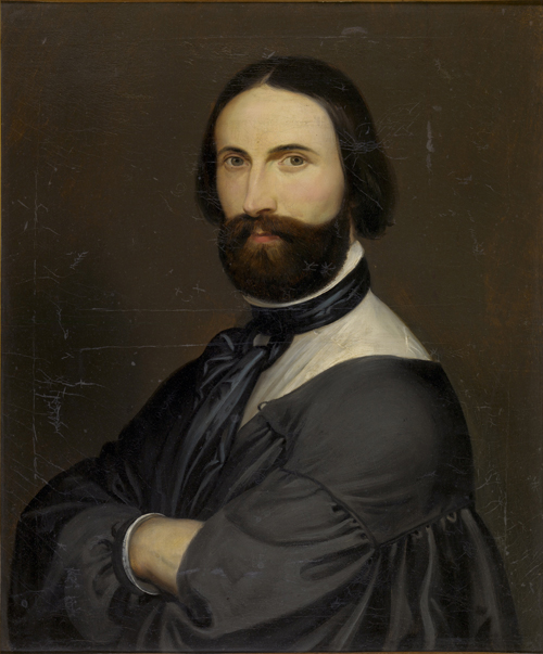 Self-portrait of the artist in his studio attire, 1855, Antoine Wiertz