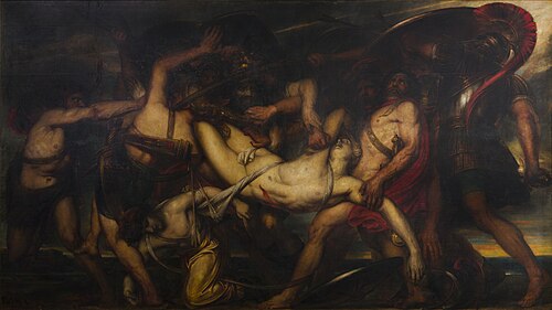Les Grecs et les Troyens se disputant le corps de Patrocle, 1836, Antoine Wiertz