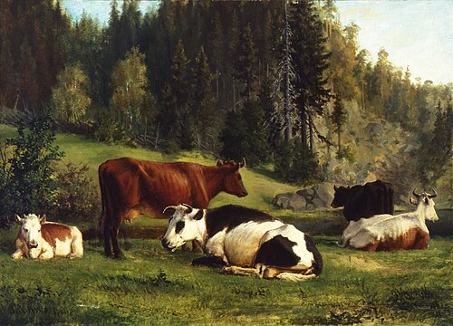 Kyr på beite, 1860, Peter Nicolai Arbo
