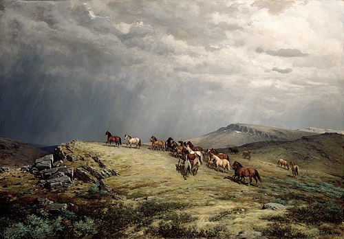 Horses in the Mountains, 1889, Peter Nicolai Arbo