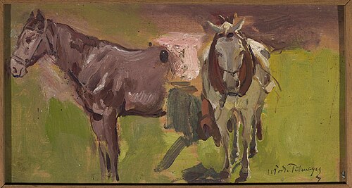 Two horses, sketch, , Włodzimierz Tetmajer