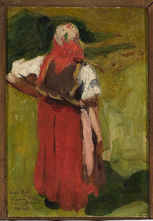 Peasant woman, back view, sketch, 1906, Włodzimierz Tetmajer
