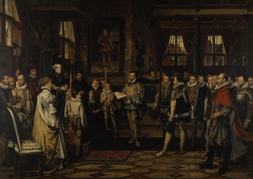 Margaret of Parma Recieves the Petittion of the Nobility, 1872, Frans Vinck