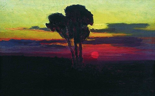 Coucher de soleil avec arbres, 1890, Arkhip Kouïndji