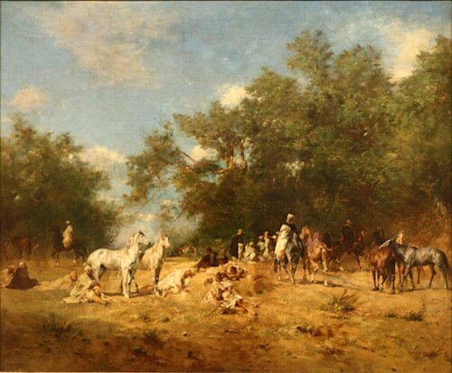 Halte de cavaliers arabes dans la forêt, 1868, Eugène Fromentin