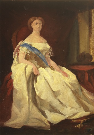 Estudo para o retrato da rainha D. Estefânia, 1850, Miguel Ângelo Lupi