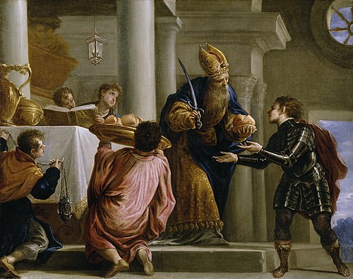 Kapłan Achimelek daje Dawidowi chleb i miecz, 1667, Juan Antonio de Frías y Escalante