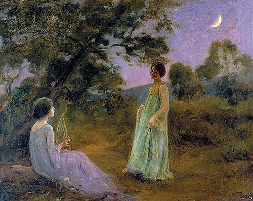 Nightscape with Two Girls, 1900, Joan Brull Vinyoles