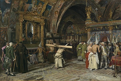Penitents in the Lower Basilica of Assisi, 1874, José Jiménez Aranda