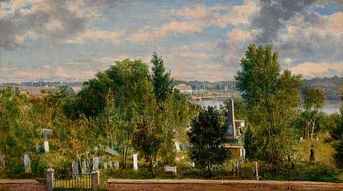 New England Landscape with Cemetery, 1862, George Loring Brown
