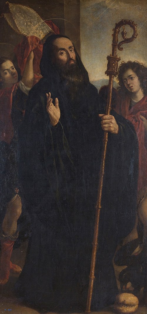 San Benito Abad con dos ángeles, 1601, Juan Andrés Ricci de Guevara
