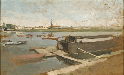 Bords de la Seine à Poissy, 1889, Ernest Meissonier