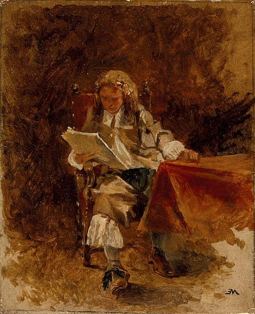 Study of a Seated Cavalier Reading, 1870, Ernest Meissonier