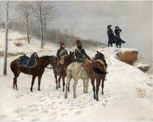 Group of Cavalry in the Snow: Moreau and Dessoles before Hohenlinden, 1875, Ernest Meissonier