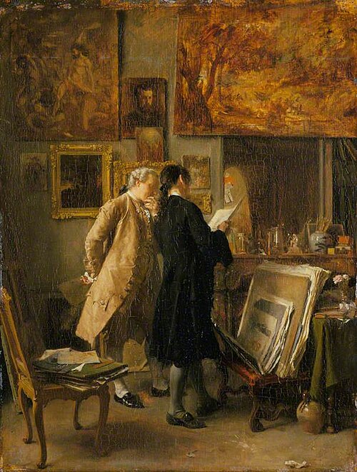 Un peintre montrant des dessins, 1850, Ernest Meissonier
