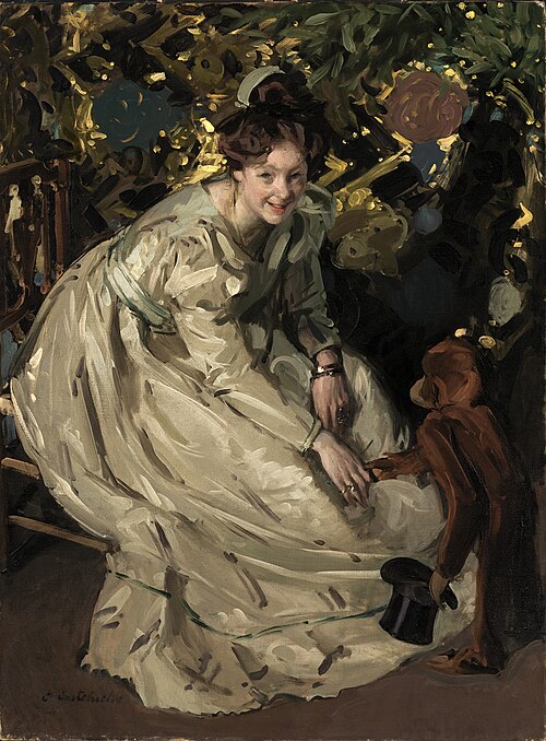 Woman in Arbor with Monkey, 1898, Claudio Castelucho Diana
