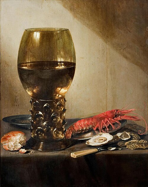 Still life with rummer and langoustine, 1642, Pieter Claesz