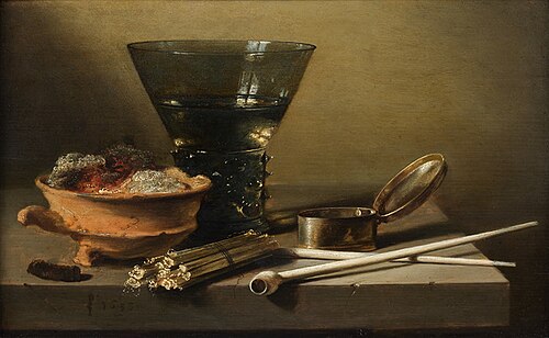 Still Life with Smoking Implements and Berkemeyer, 1638, 1638, Pieter Claesz