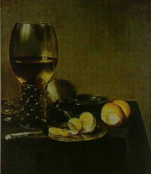 Still life with roemer, lemon and oysters, 1640, Pieter Claesz