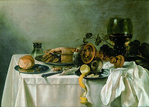 Still life with pie, 1637, 1637, Pieter Claesz